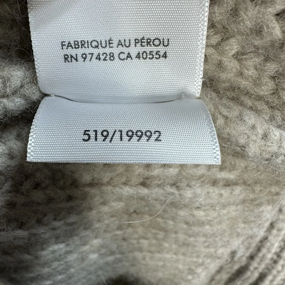 White + Warren Plush Alpaca Blend Open Jacket Sweater Oat Straw Sz M Chunky Knit